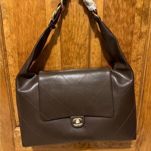 NEW Large Brown Hobo Bag Purse with Chunky Chain Strap